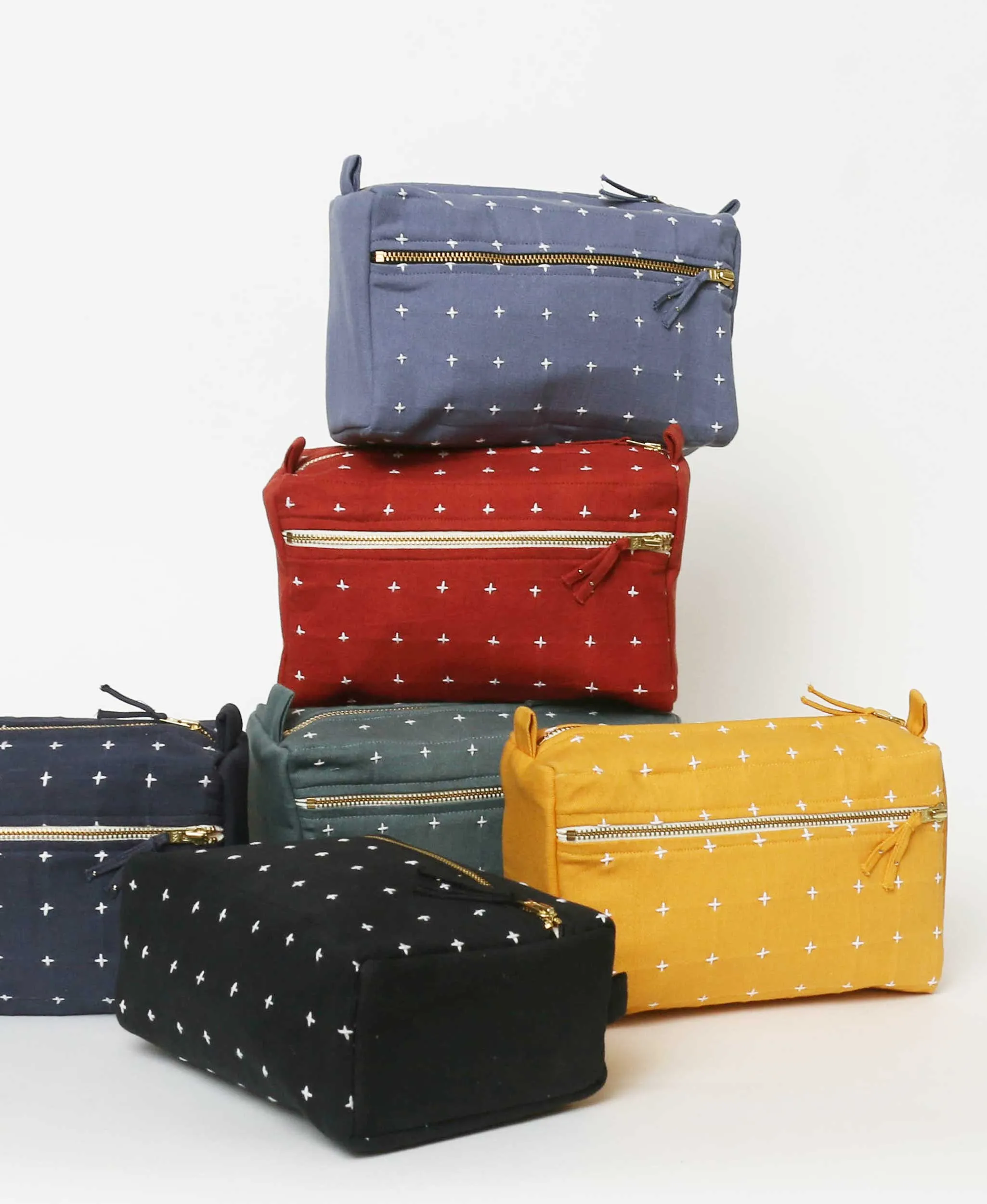 Anchal Cross-Stitch Toiletry Bag | Charcoal
