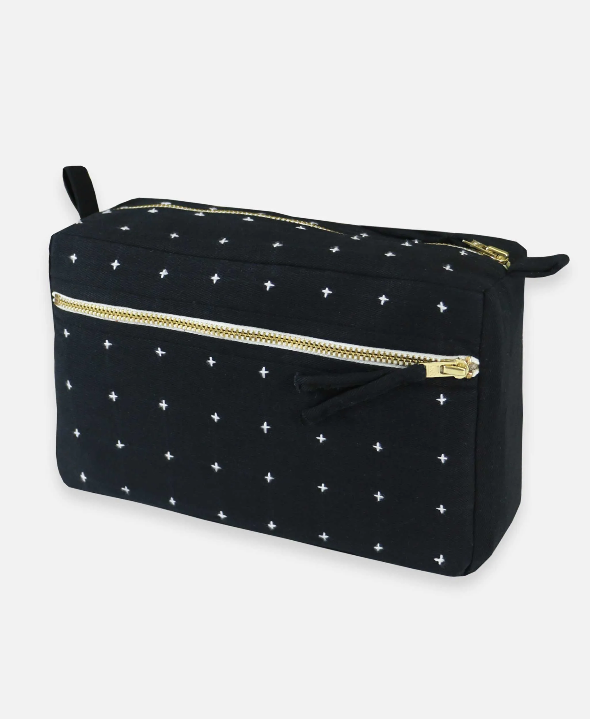 Anchal Cross-Stitch Toiletry Bag | Charcoal