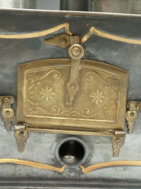 Antique German Toy Tin & Brass Stove
