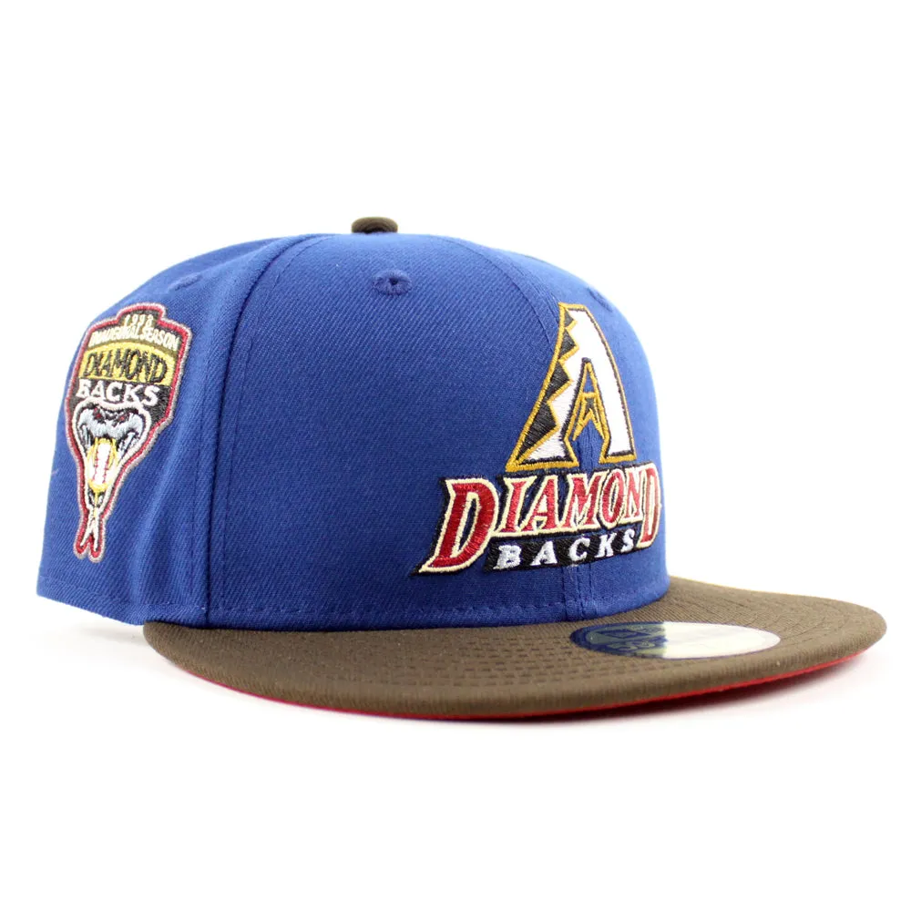 Arizona Diamondbacks 1998 Inaugural Season New Era 59Fifty Fitted Hat (Glow in the Dark SongBird Blue Walnut Pinot Red Under Brim)