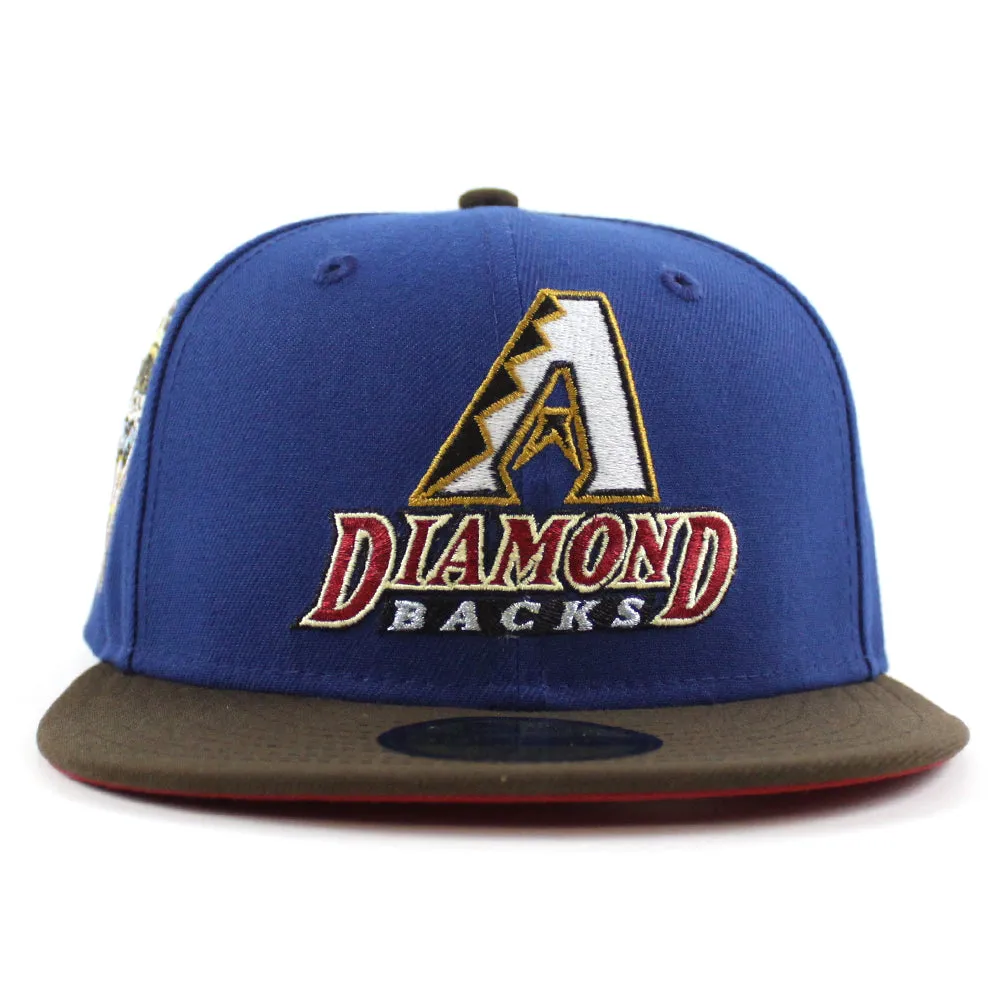 Arizona Diamondbacks 1998 Inaugural Season New Era 59Fifty Fitted Hat (Glow in the Dark SongBird Blue Walnut Pinot Red Under Brim)