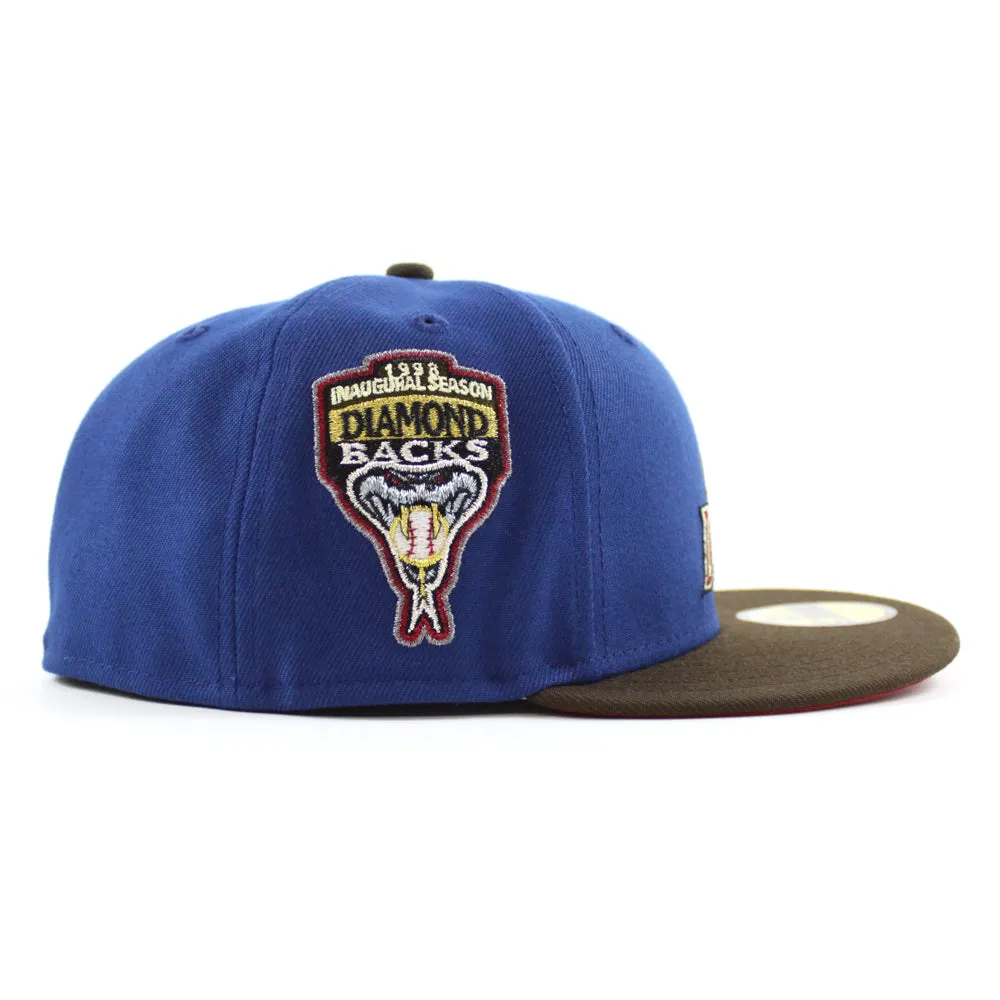 Arizona Diamondbacks 1998 Inaugural Season New Era 59Fifty Fitted Hat (Glow in the Dark SongBird Blue Walnut Pinot Red Under Brim)