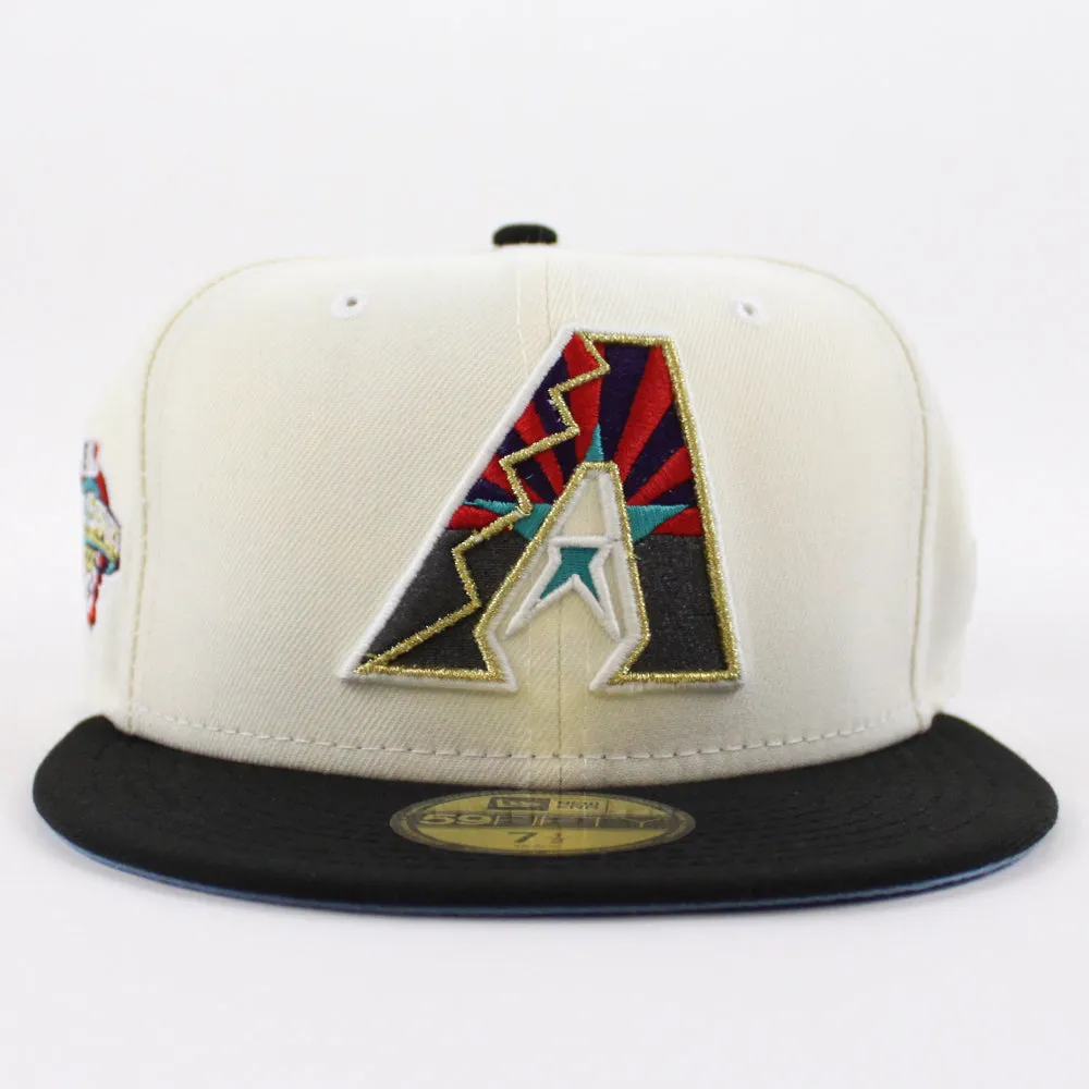Arizona Diamondbacks 2001 World Series New Era 59Fifty Fitted Hat (GITD Chrome Black Sky Blue Under Brim)