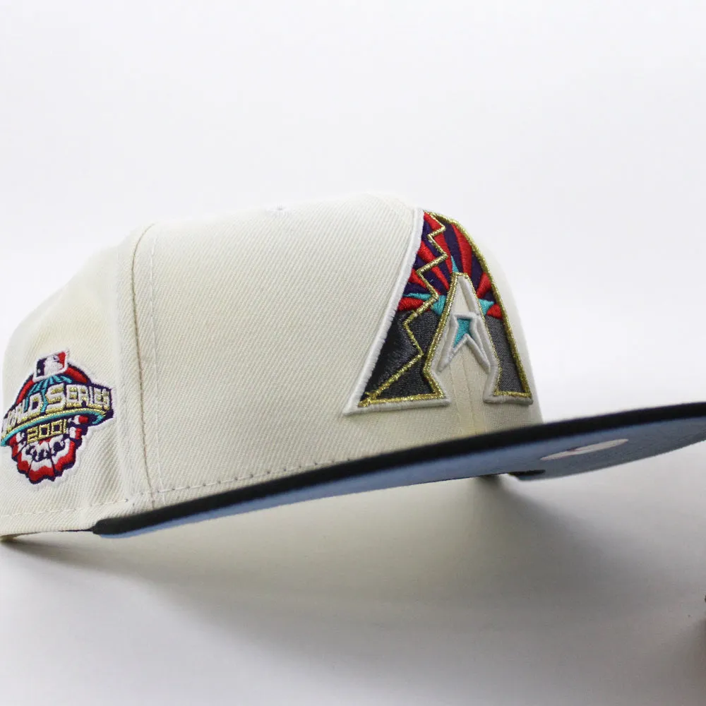 Arizona Diamondbacks 2001 World Series New Era 59Fifty Fitted Hat (GITD Chrome Black Sky Blue Under Brim)
