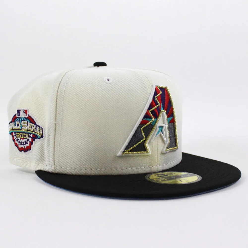 Arizona Diamondbacks 2001 World Series New Era 59Fifty Fitted Hat (GITD Chrome Black Sky Blue Under Brim)