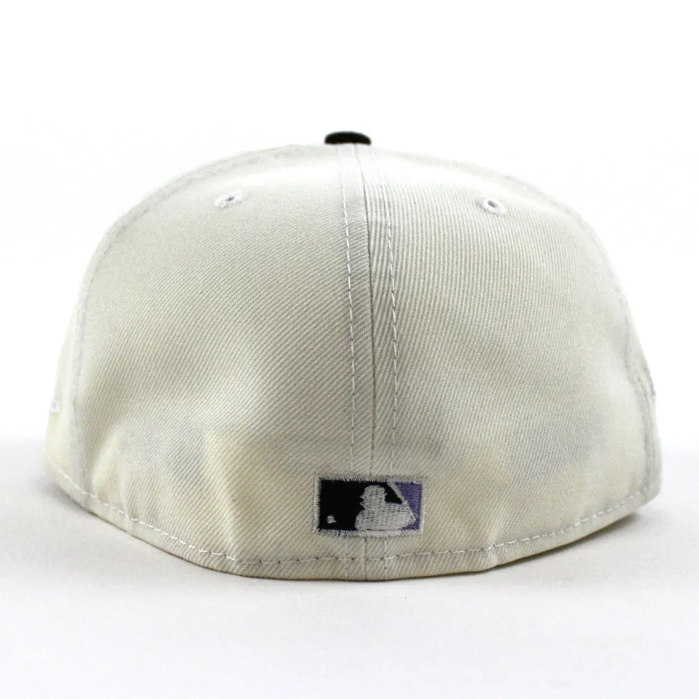 Arizona Diamondbacks 2001 World Series New Era 59Fifty Fitted Hat (GITD Chrome White Black Lavender Under Brim)