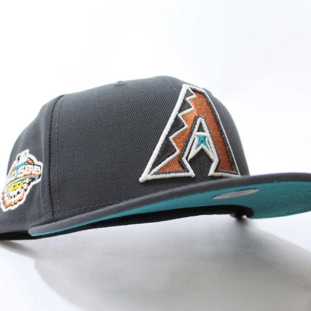Arizona Diamondbacks 2001 World Series New Era 59Fifty Fitted Hat (GITD Graphite Teal Under Brim)