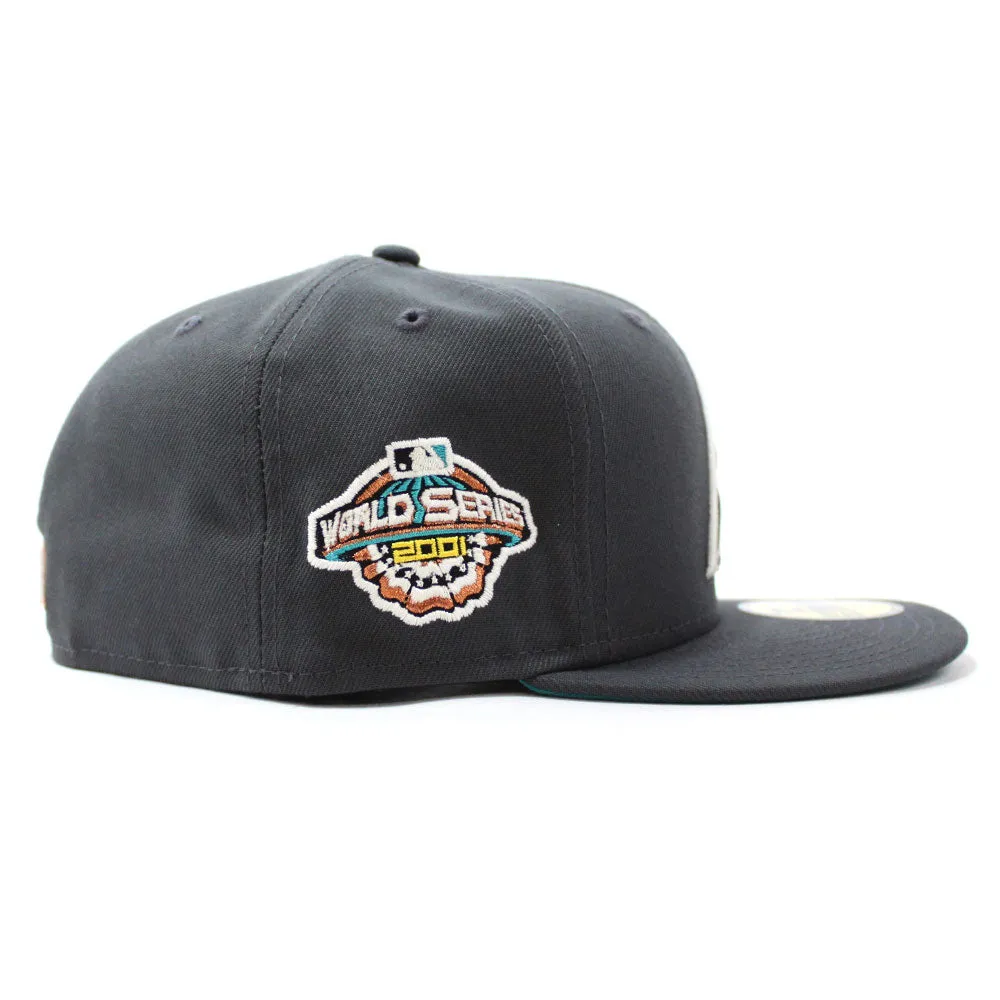 Arizona Diamondbacks 2001 World Series New Era 59Fifty Fitted Hat (GITD Graphite Teal Under Brim)