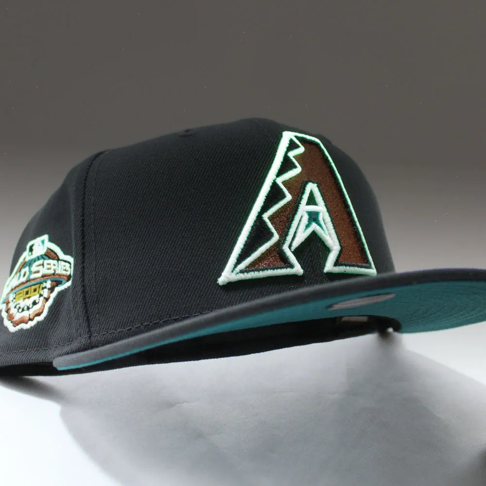 Arizona Diamondbacks 2001 World Series New Era 59Fifty Fitted Hat (GITD Graphite Teal Under Brim)
