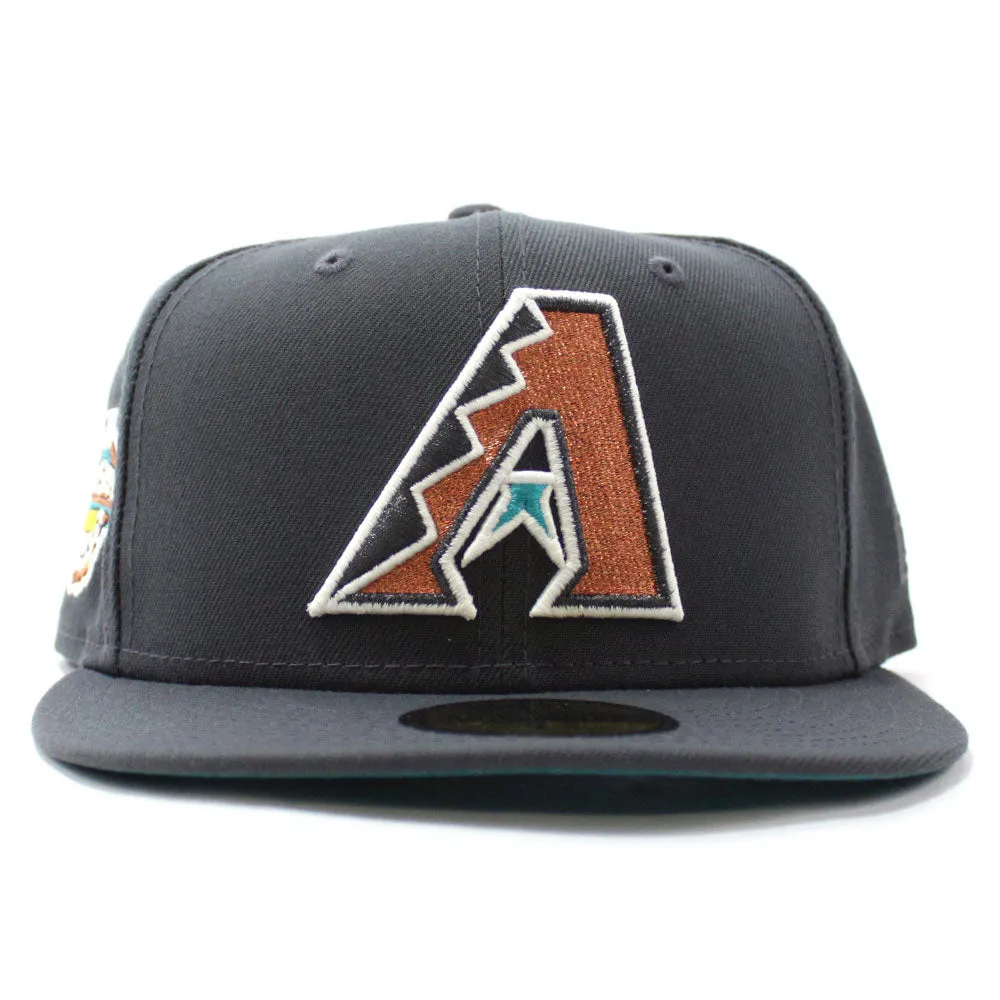 Arizona Diamondbacks 2001 World Series New Era 59Fifty Fitted Hat (GITD Graphite Teal Under Brim)
