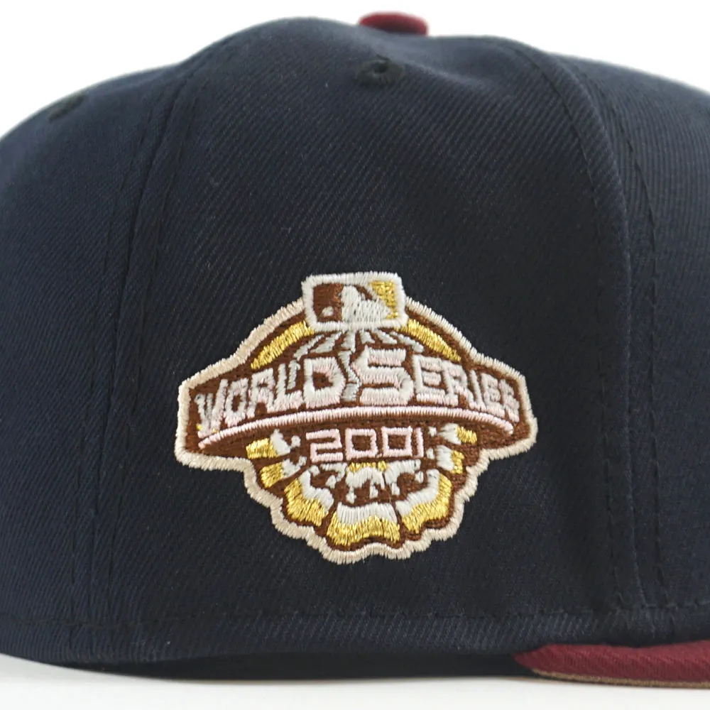 Arizona Diamondbacks 2001 World Series New Era 59Fifty Fitted Hat (GITD Navy Cardinal Camel Under Brim)