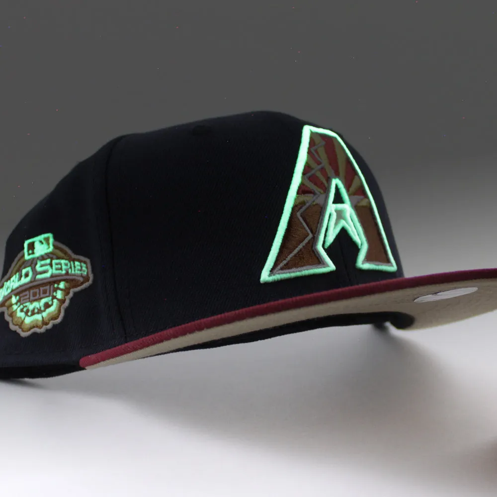 Arizona Diamondbacks 2001 World Series New Era 59Fifty Fitted Hat (GITD Navy Cardinal Camel Under Brim)