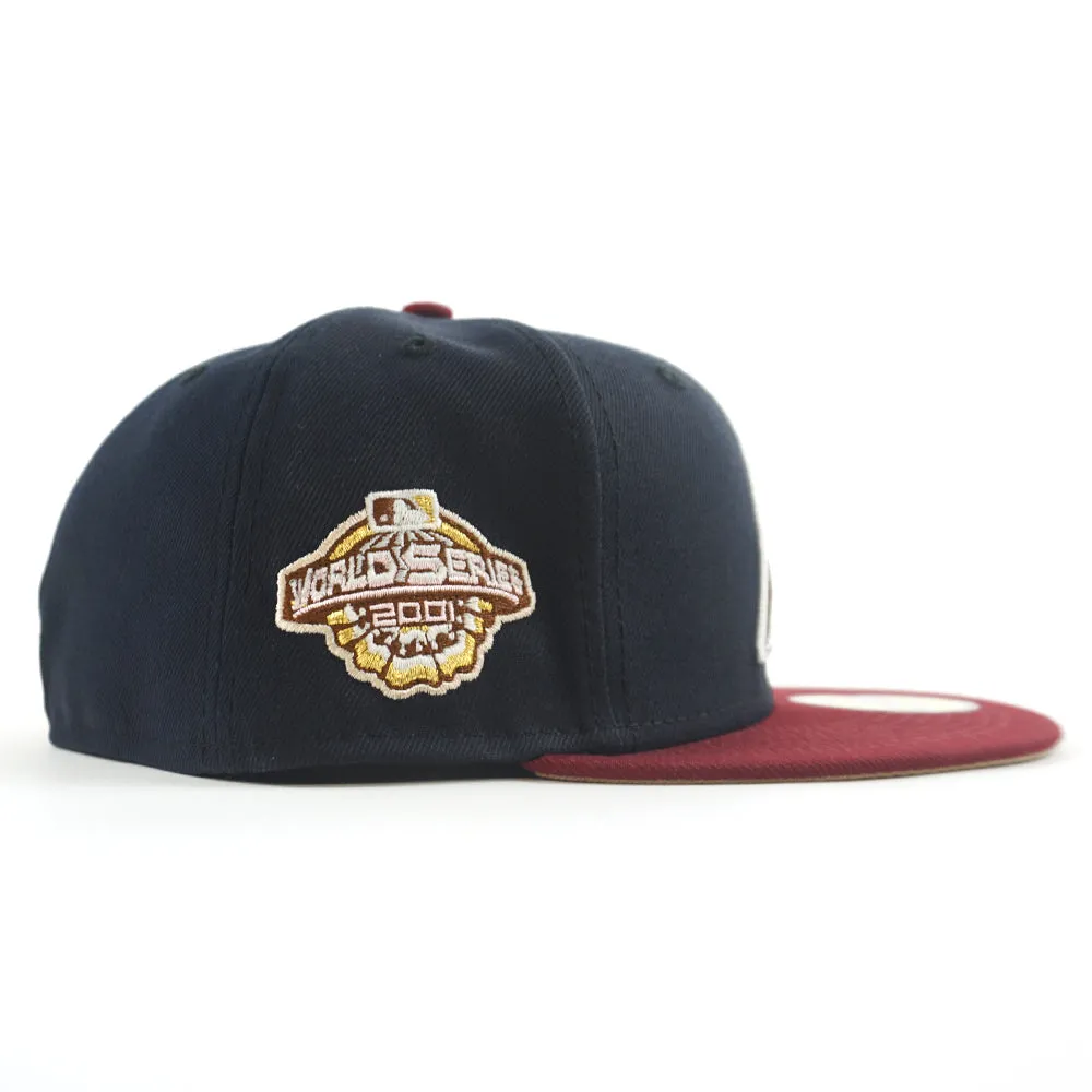 Arizona Diamondbacks 2001 World Series New Era 59Fifty Fitted Hat (GITD Navy Cardinal Camel Under Brim)