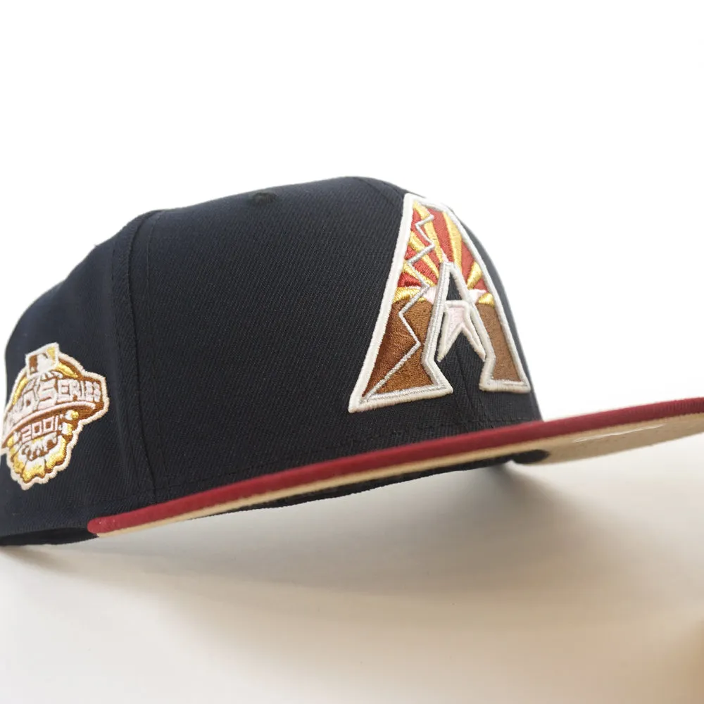 Arizona Diamondbacks 2001 World Series New Era 59Fifty Fitted Hat (GITD Navy Cardinal Camel Under Brim)