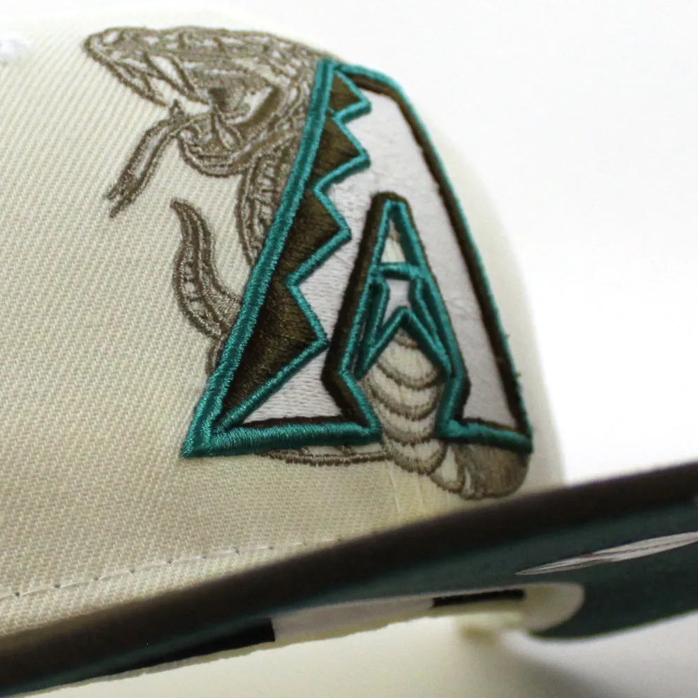 Arizona Diamondbacks WORLD CHAMPIONS 20TH ANNIVERSARY New Era 59Fifty Fitted Hat (GITD CHROME WHITE WALNUT PINE NEEDLE GREEN Under Brim)