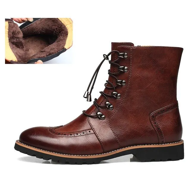 Arrival Fashion Bullock shoes,Handmade super warm Genuine leather winter boots Men,Casual British style Snow boots for men