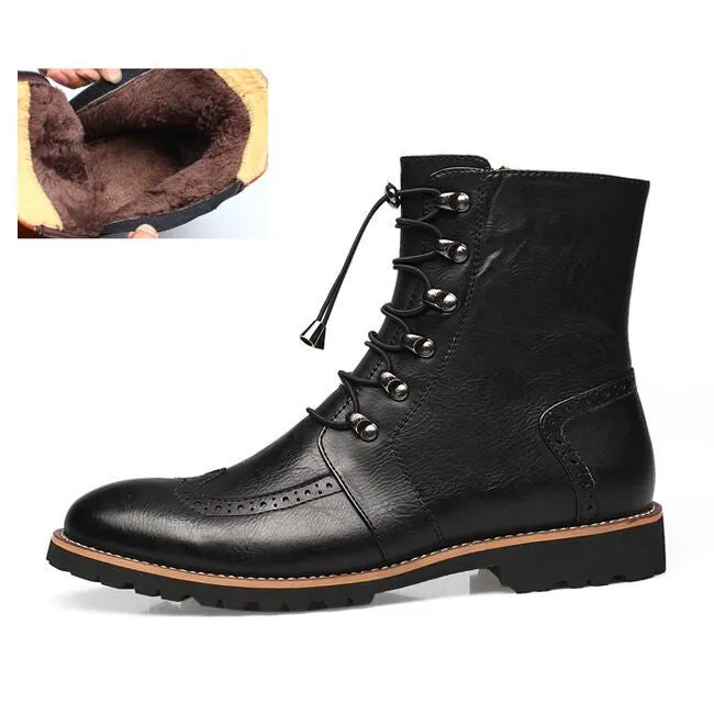 Arrival Fashion Bullock shoes,Handmade super warm Genuine leather winter boots Men,Casual British style Snow boots for men