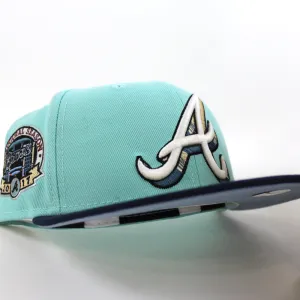 Atlanta Braves 2017 INAUG New Era 59Fifty Fitted Hat (Glow in the Dark BLUE TINT OCEANSIDE BLUE BIRDSEYE BLUE Under Brim)