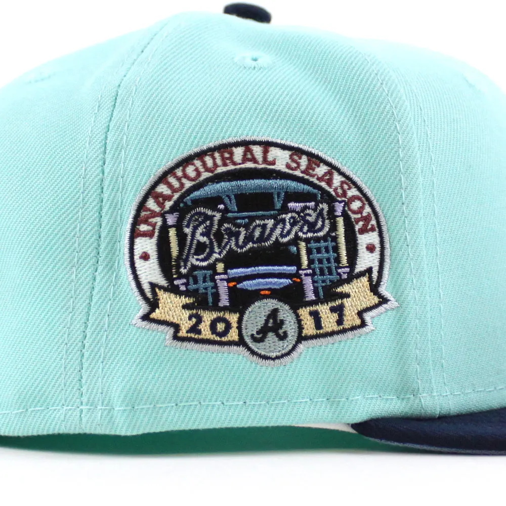 Atlanta Braves 2017 INAUG New Era 59Fifty Fitted Hat (Glow in the Dark BLUE TINT OCEANSIDE BLUE BIRDSEYE BLUE Under Brim)