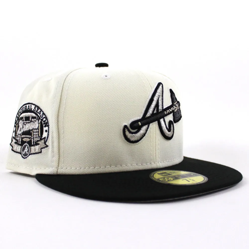 Atlanta Braves Inaugural Season 2017 New Era 59Fifty Fitted Hat (Chrome White Black Gray Under Brim)