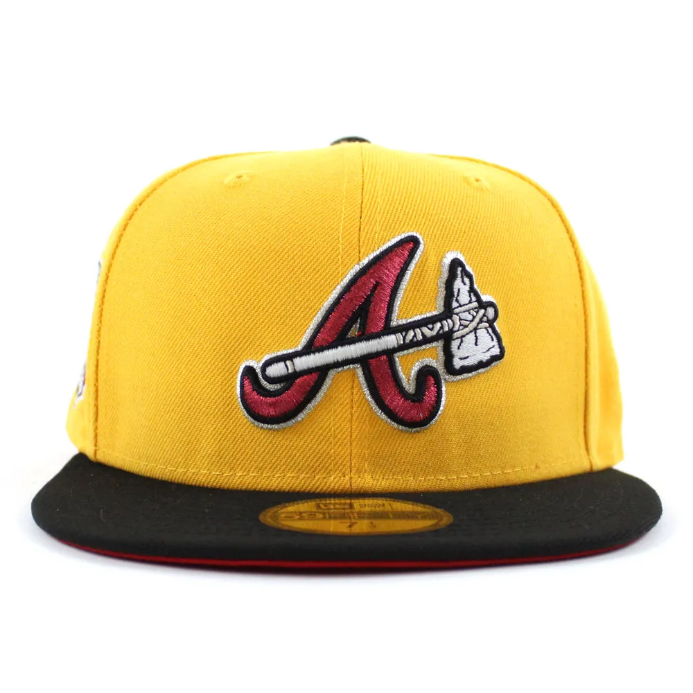 Atlanta Braves Inaugural Season 2017 New Era 59Fifty Fitted Hat (GITD Gold Black Red Under Brim)