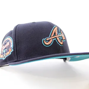 Atlanta Braves Inaugural Season New Era 59Fifty Fitted Hat (Navy Aqua Under Brim)
