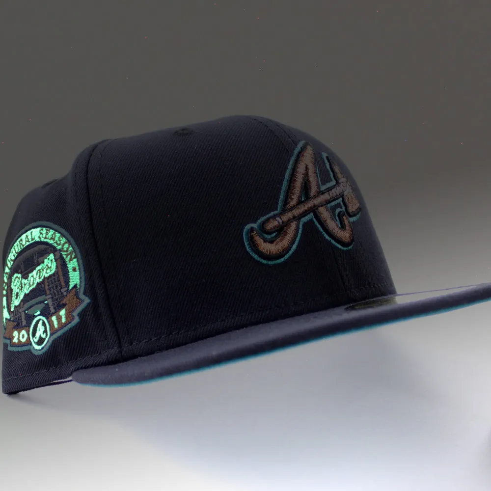 Atlanta Braves Inaugural Season New Era 59Fifty Fitted Hat (Navy Aqua Under Brim)