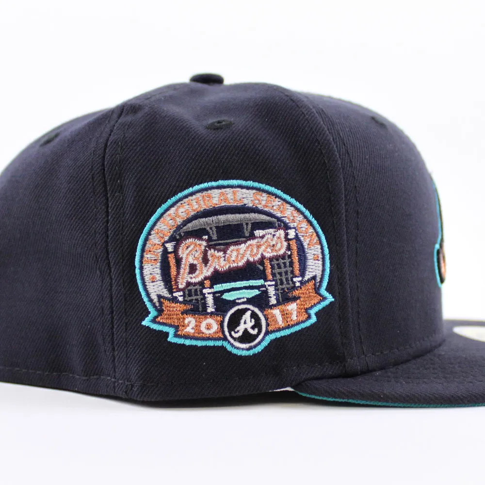 Atlanta Braves Inaugural Season New Era 59Fifty Fitted Hat (Navy Aqua Under Brim)