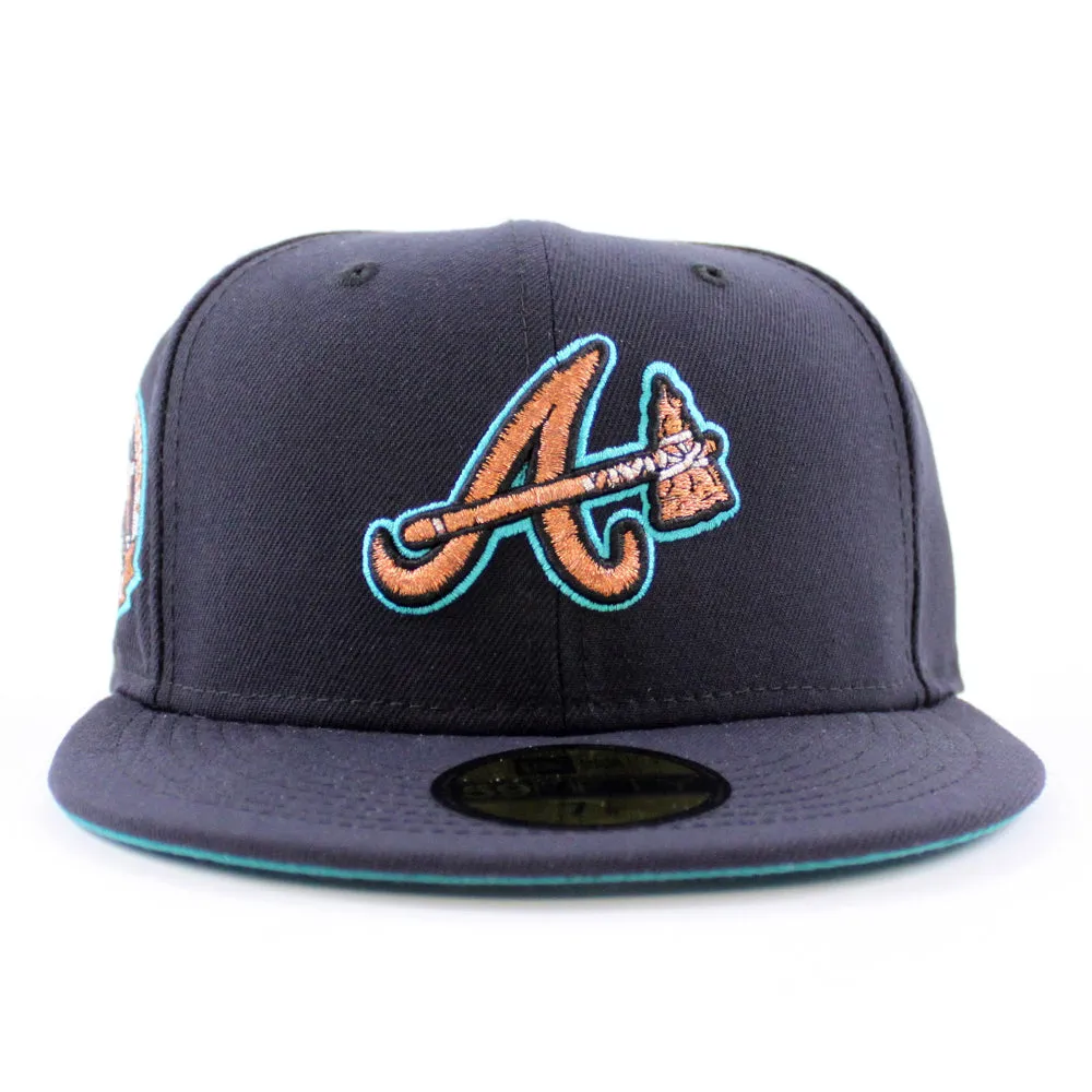 Atlanta Braves Inaugural Season New Era 59Fifty Fitted Hat (Navy Aqua Under Brim)