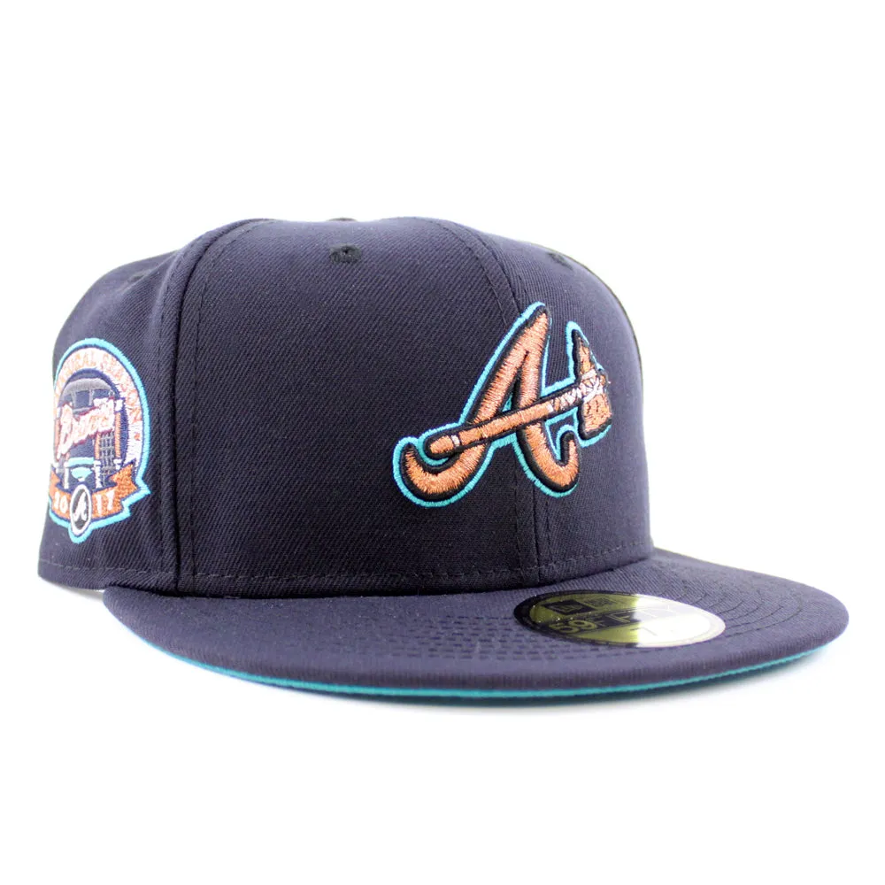Atlanta Braves Inaugural Season New Era 59Fifty Fitted Hat (Navy Aqua Under Brim)