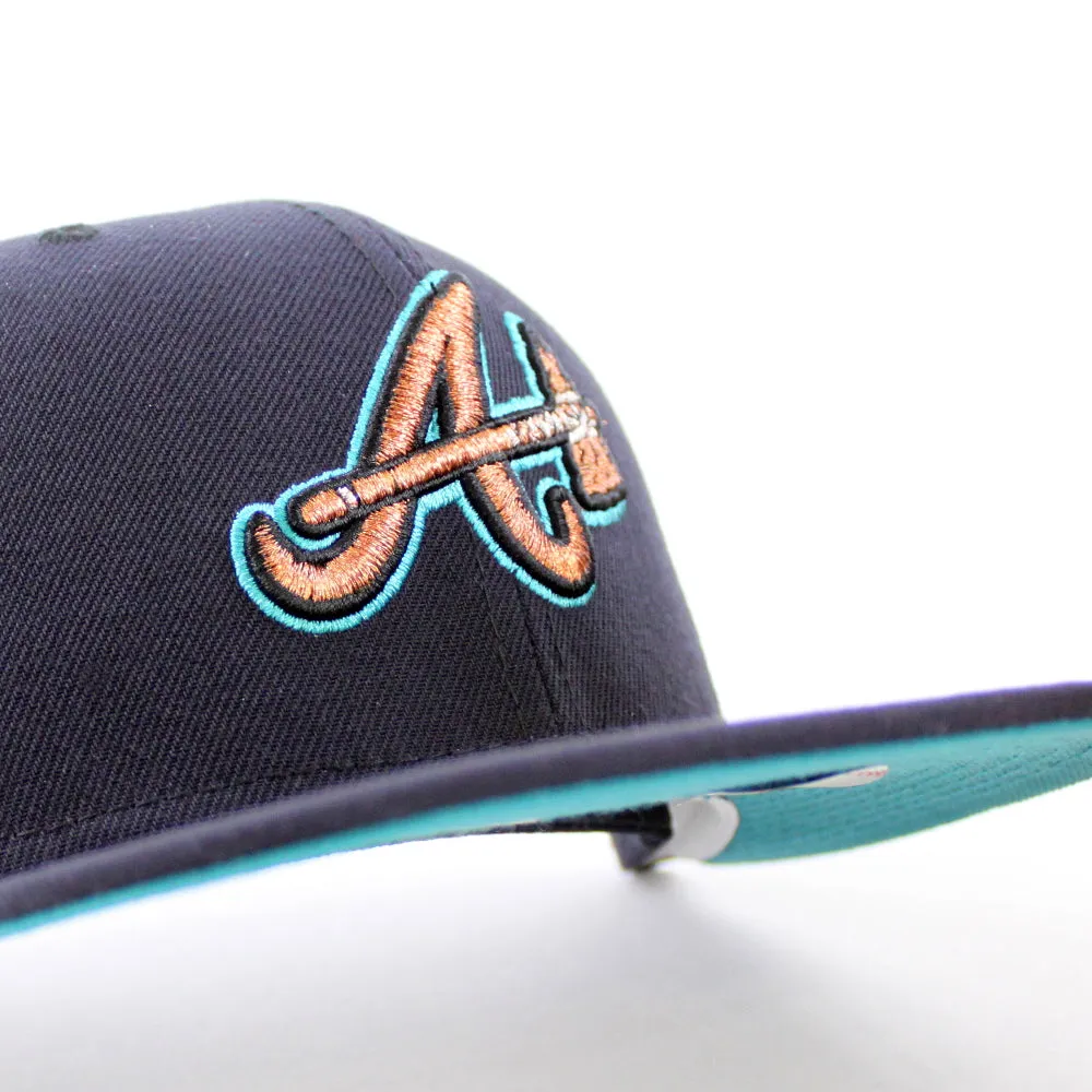 Atlanta Braves Inaugural Season New Era 59Fifty Fitted Hat (Navy Aqua Under Brim)