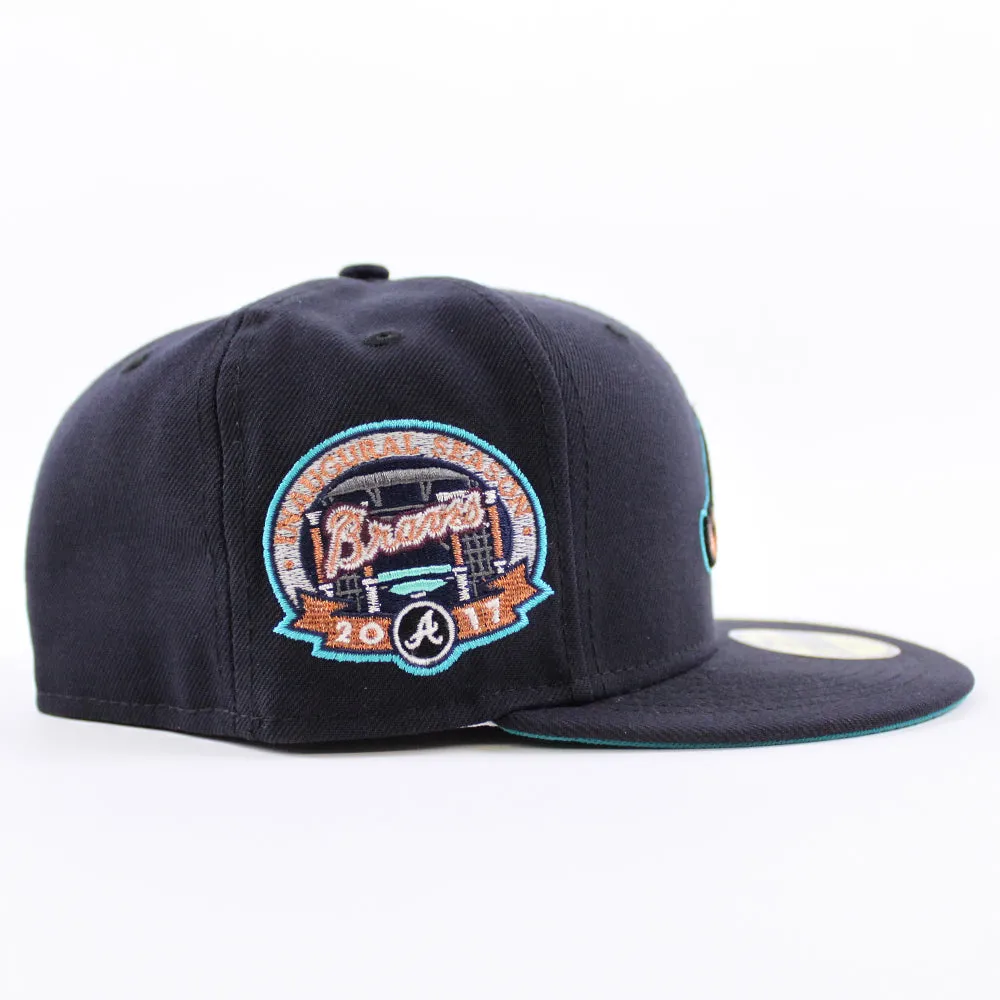 Atlanta Braves Inaugural Season New Era 59Fifty Fitted Hat (Navy Aqua Under Brim)