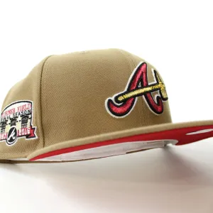 Atlanta Braves Turner Field Final Season New Era 59Fifty Fitted Hat (GITD Khaki Red Under Brim)
