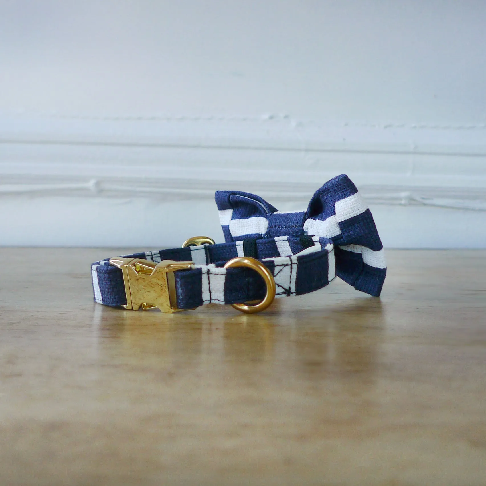 Bailey Bowtie Collar - Heavy Blue Denim Stripe