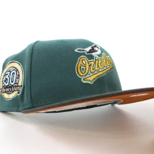 Baltimore Orioles 30TH ANNIVERSARY 59Fifty New Era Fitted Hat (Glow in the Dark Pine Green Pewter Flight Orange Under Brim)