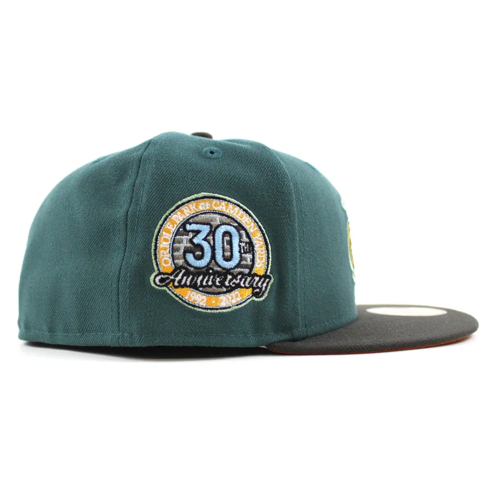 Baltimore Orioles 30TH ANNIVERSARY 59Fifty New Era Fitted Hat (Glow in the Dark Pine Green Pewter Flight Orange Under Brim)