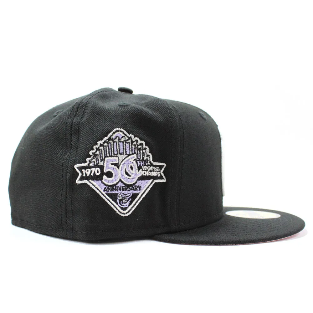 Baltimore Orioles 50TH Anniversary 59Fifty New Era Fitted Hat (GITD Black Pink Under Brim)