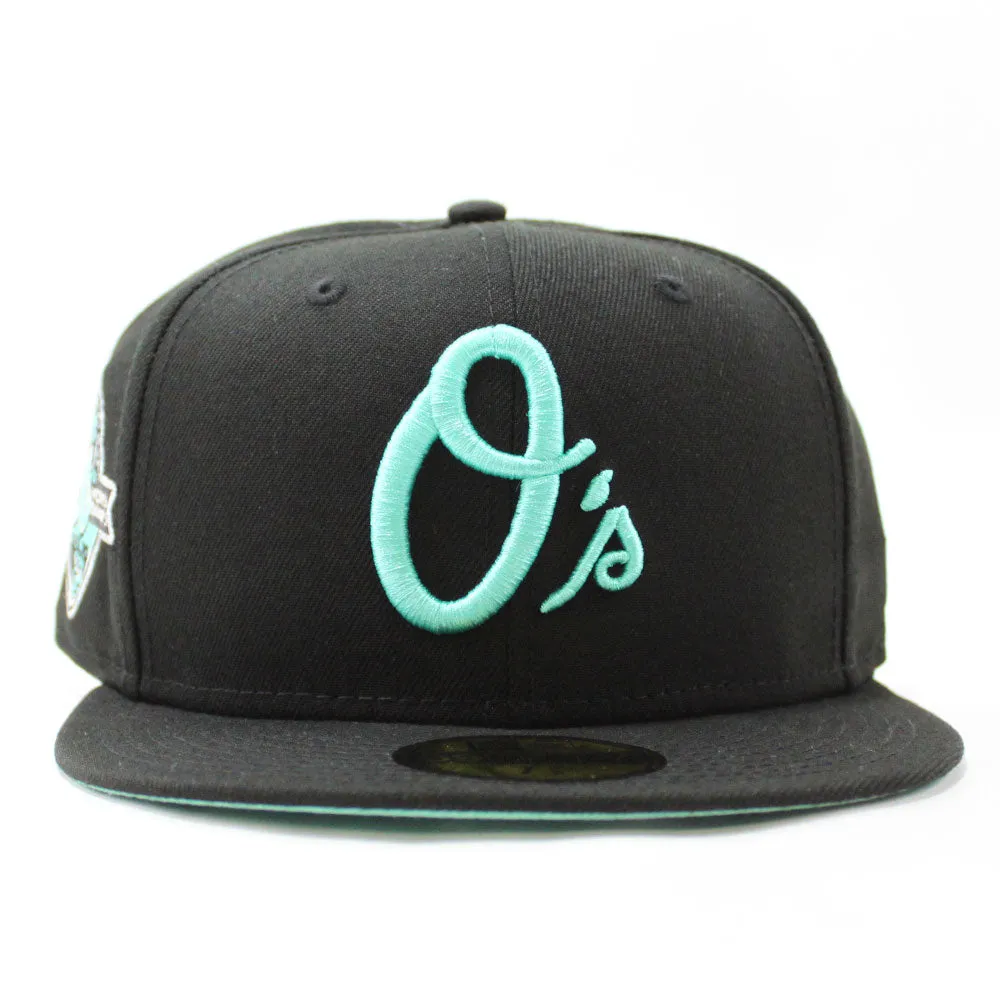 Baltimore Orioles 50th Anniversary 59Fifty New Era Fitted Hat (Glow in the Dark Black Mint Under Brim)