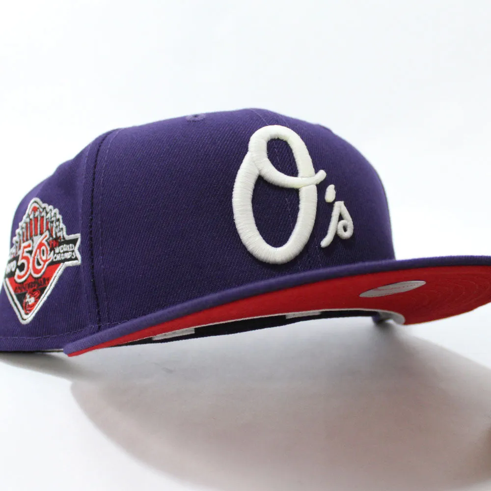 Baltimore Orioles 50th Anniversary 59Fifty New Era Fitted Hat (Glow in the Dark Purple Red Under Brim)