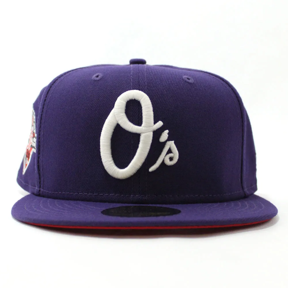 Baltimore Orioles 50th Anniversary 59Fifty New Era Fitted Hat (Glow in the Dark Purple Red Under Brim)