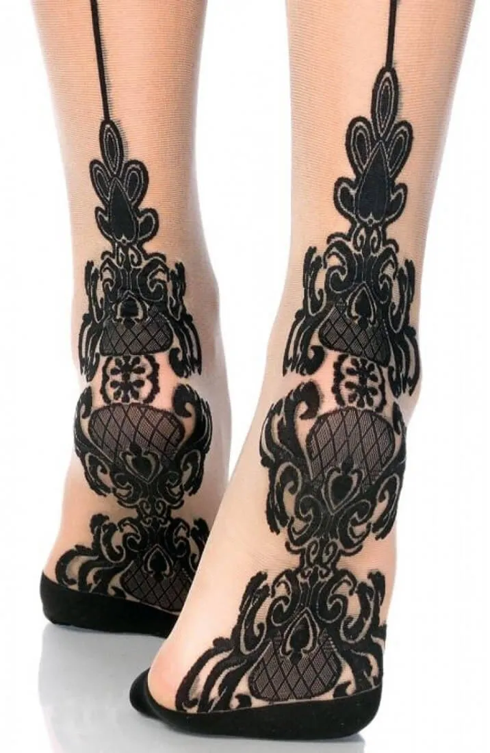 Baroque cuban heel thigh highs