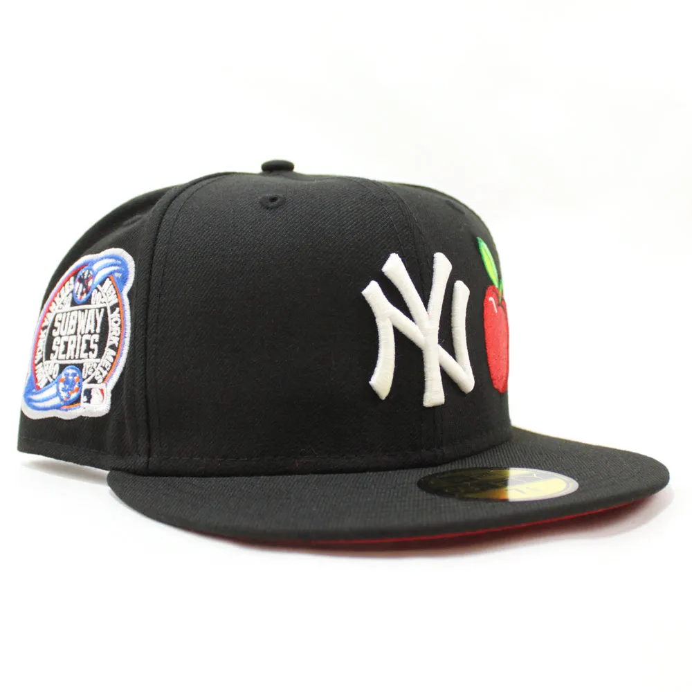 Big Apple New York Yankees Subway New Era 59Fifty Fitted Hat (GITD Black Red Under Brim)