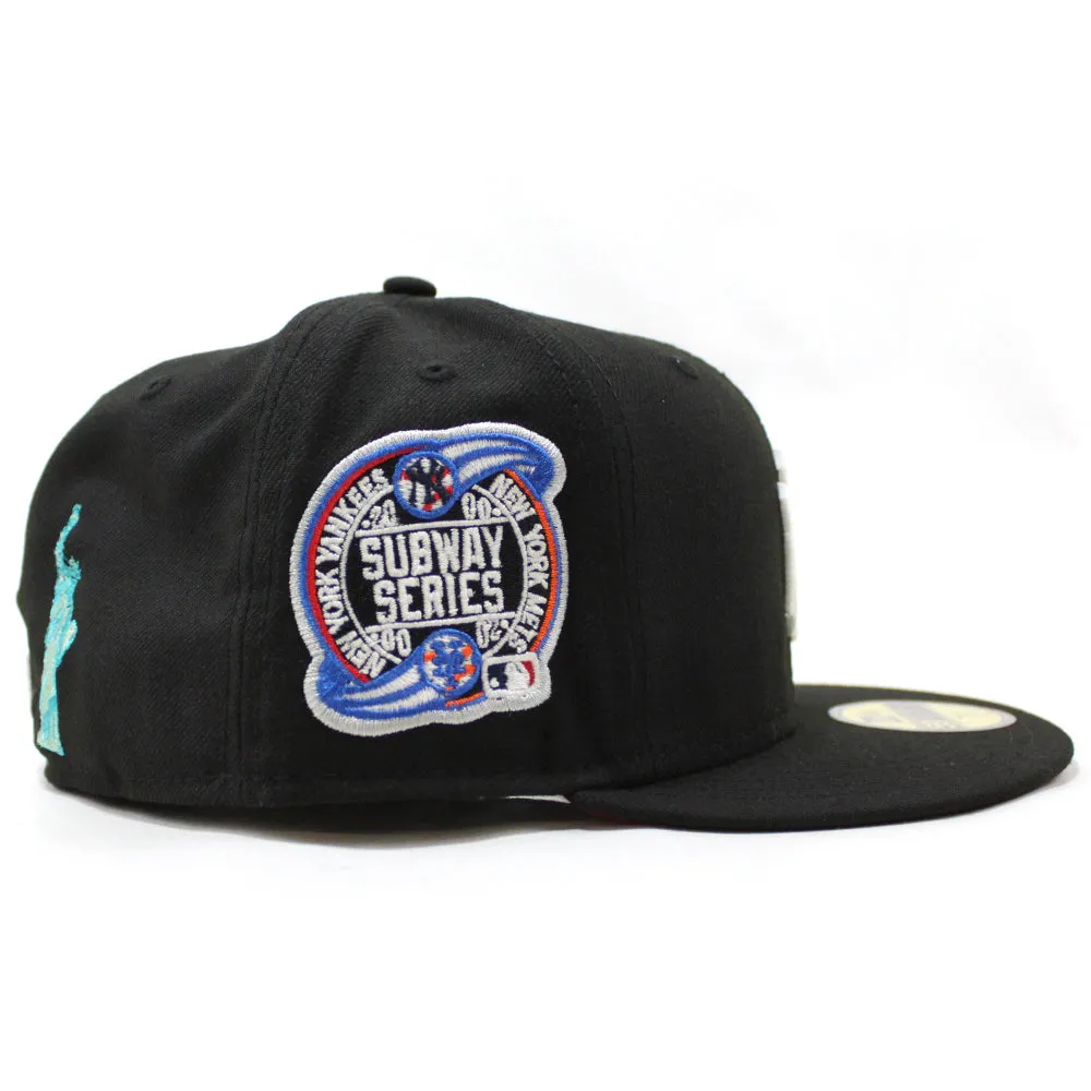 Big Apple New York Yankees Subway New Era 59Fifty Fitted Hat (GITD Black Red Under Brim)