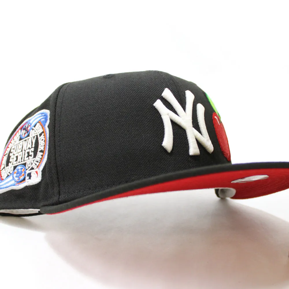 Big Apple New York Yankees Subway New Era 59Fifty Fitted Hat (GITD Black Red Under Brim)