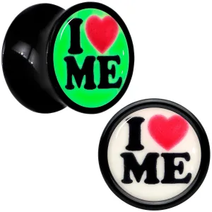Black Acrylic I Love Me Glow in the Dark Double Flare Plug Set