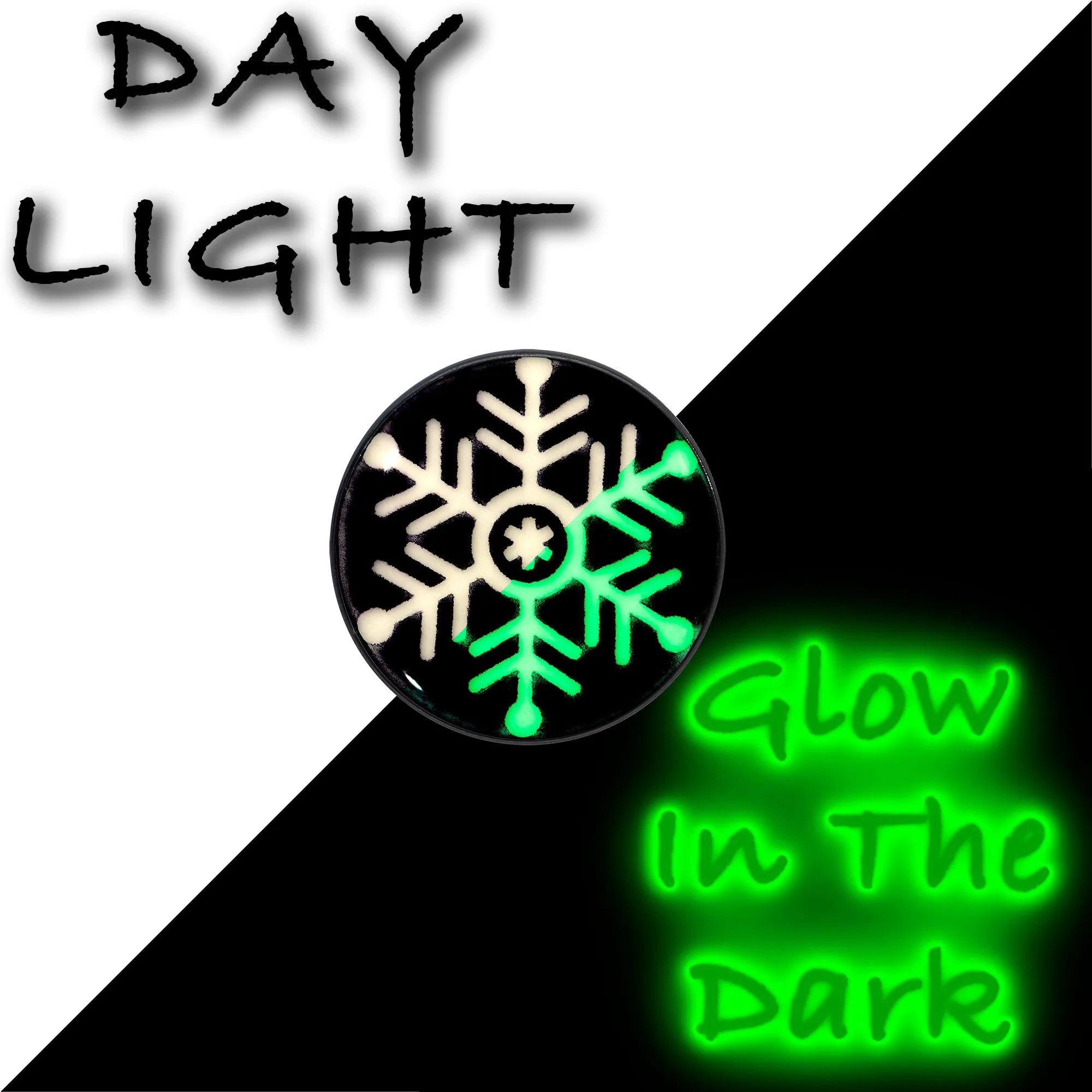 Black Anodized Glow in the Dark Holiday Snowflake Stud Earrings