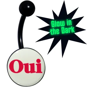 Black Anodized Glow in the Dark OUI Belly Ring