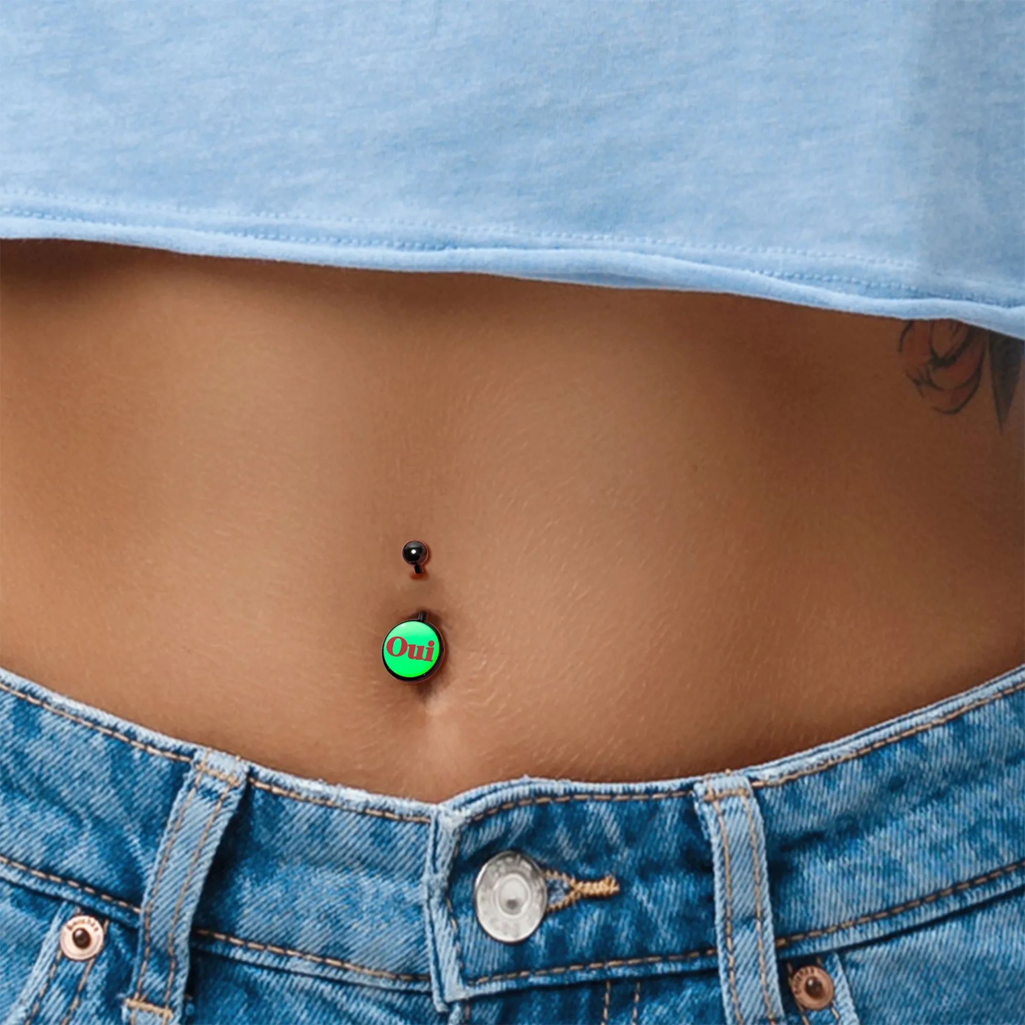 Black Anodized Glow in the Dark OUI Belly Ring