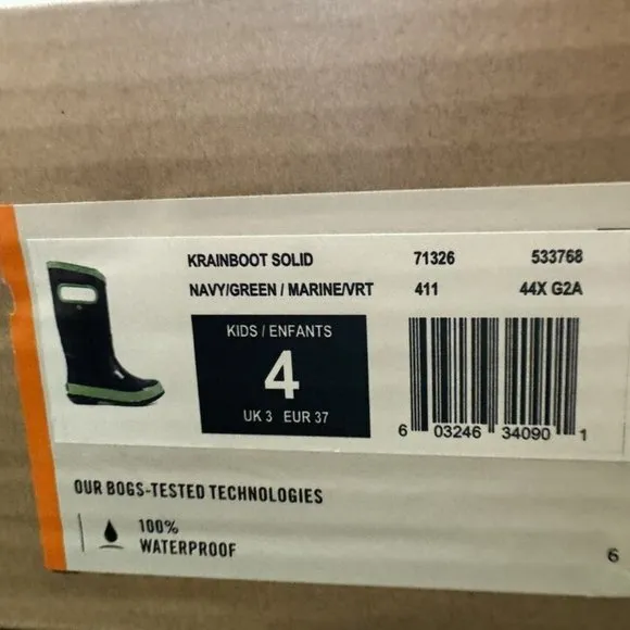Bogs Rain Boot Solid Navy Size 4 M Big Kid