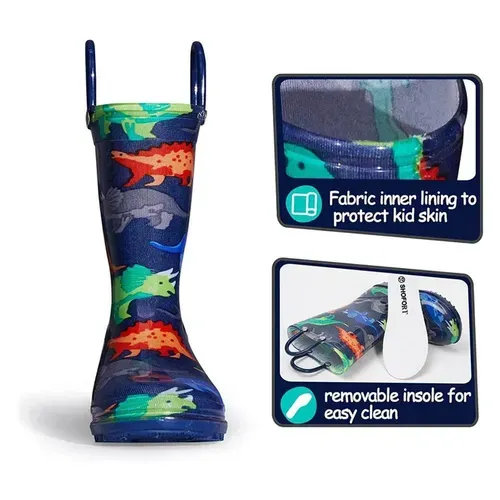 Boys Light Rain Boots Dinosaur Kids Shoes - KKOMFORME